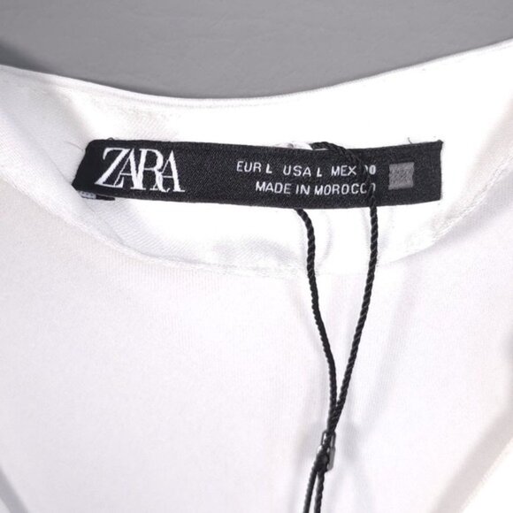 ZARA Women's Dress LARGE Multicolor Chain Strap Satin White Midi Maxi 7756/362 - Picture 2 of 12